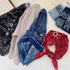 58cm Print Cotton Linen Square Neck Scarf Fashion Soft Floral Bandanas Headscarf Women Turban Head Wrap Elegant Neckerchief