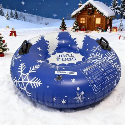 Inflatable Snow Tube Sled with Handles PVC Sledding Tube Thicken Skiing Tubing Folding Snow Sled Skiing Accessories