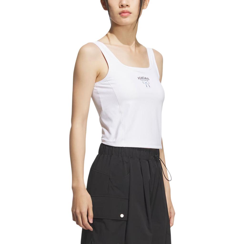 Adidas Sportswear SS25 Rib Slim Tank Top Casual Comfortable Round Neck Sleeveless Sports Vest Women Tops White KE5798