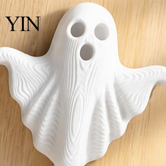 Minimalist White Hook 2Pcs 3D Printed Halloween Ghost Wall Hook, Decorative Hanger for Space Saving Organizer Hats Towels Keys, Creative Storage