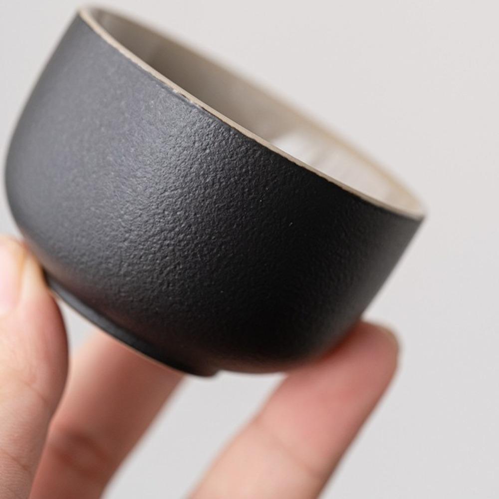 6PCS Tea Pair Set Retro Tea Cup Black Heat-resistant Tea Bowl Chinese Handmade Single Cup Office