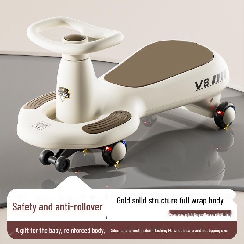 Children's Sliding Wiggle Car, Ages 1-3, Double Person, Anti-Rollover, Suitable for Adults