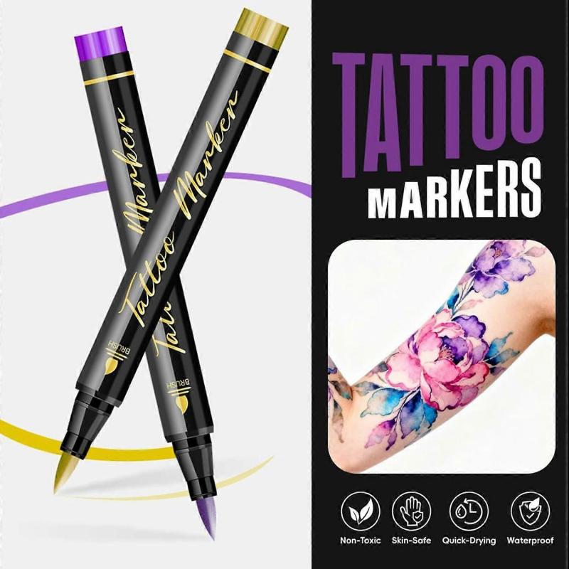 10 Color Temporary Tatto Pen,Temporary Tattoes Markers for Skin,Tatto Pen Kit,Washable Face Body Painting Kit,Adults Art Marker Pens for Party Festiva