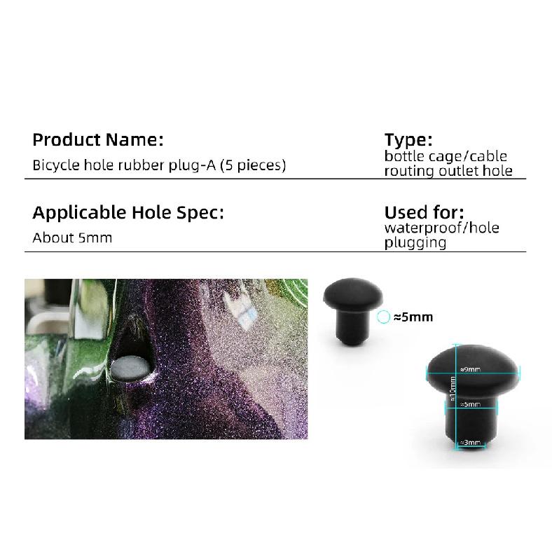 5pcs Bicycle Derailleur Seal Hole Plug Shift Di2 Outlet Hole Plug Solid Rubber Hole Caps Road Mountain Bicycle Accessories