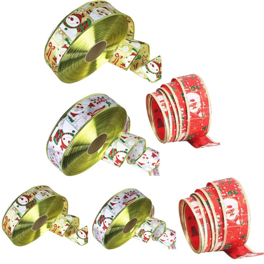 Premium 2 Meter Festive Santa Snowman Christmas Ribbon For Holiday Tree Decorations
