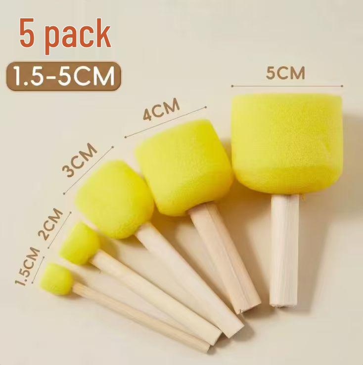 Wood Handle Mushroom Head Sponge Brush for Children's DIY Painting and Graffiti Art.