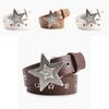 Fashion Womens Leather Belt With Star Pattern And Metal Buckle For Casual And Office Wear