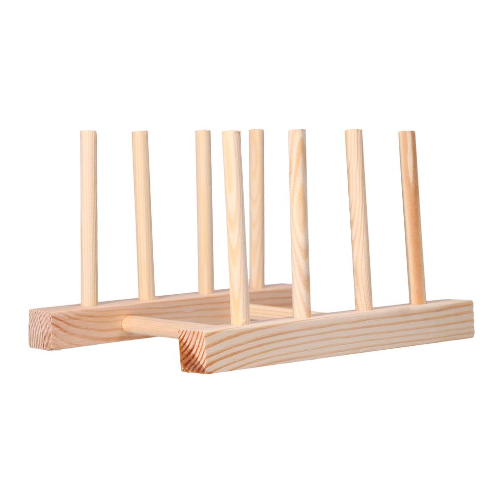 Bambus Tallerken Lett Bærbar Miljøvennlig Holdbar Furu Oppvaskstativ 3 Rader