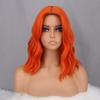MISS WIG Short Orange Water Wave Wigs with Center Part Bangs Synthetic Fiber Short Bob Wavy Wig for Woman Party Lolita Cosplay