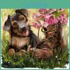 Dog Diamond Embroidery Shoes Wall Decor Rubiks Cube Round Diamond Painting Crystal Mosaic Picture
