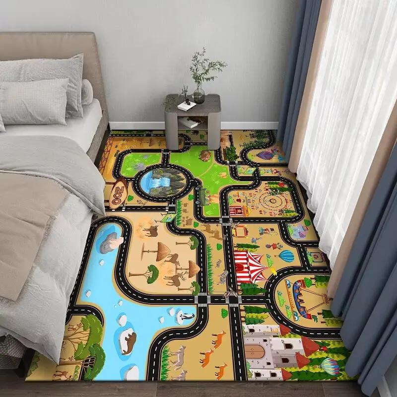 Cute Cartoon Puzzle Rug Fluffy Gaming Room Decoration Children Bedside Bedroom Carpet Play Mat for Children Kawaii Room Decor