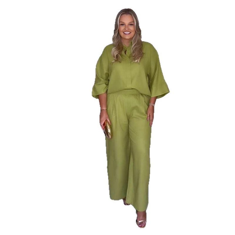Western Style Loose Shirts Wide Leg Pants Casual Set Summer Ladies' Casual Suit Summer