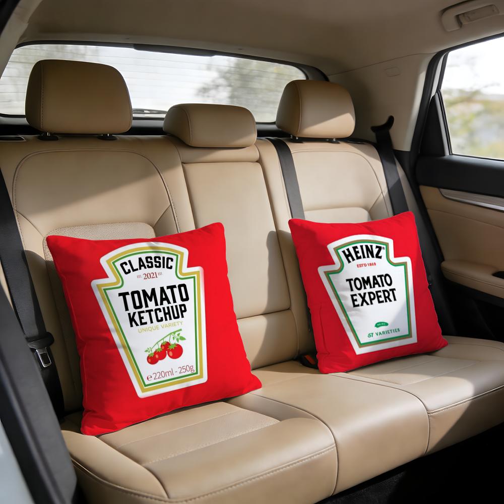 Funny Ketchup Label Cushion Cover Short plush pillowcase for bed sofa carwashable