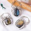 1Pcs Gray Moonstone Crystal Crafts Natural Crystal Labradorite Spider Ornament Home Office Desktop Decorations Holiday Gift