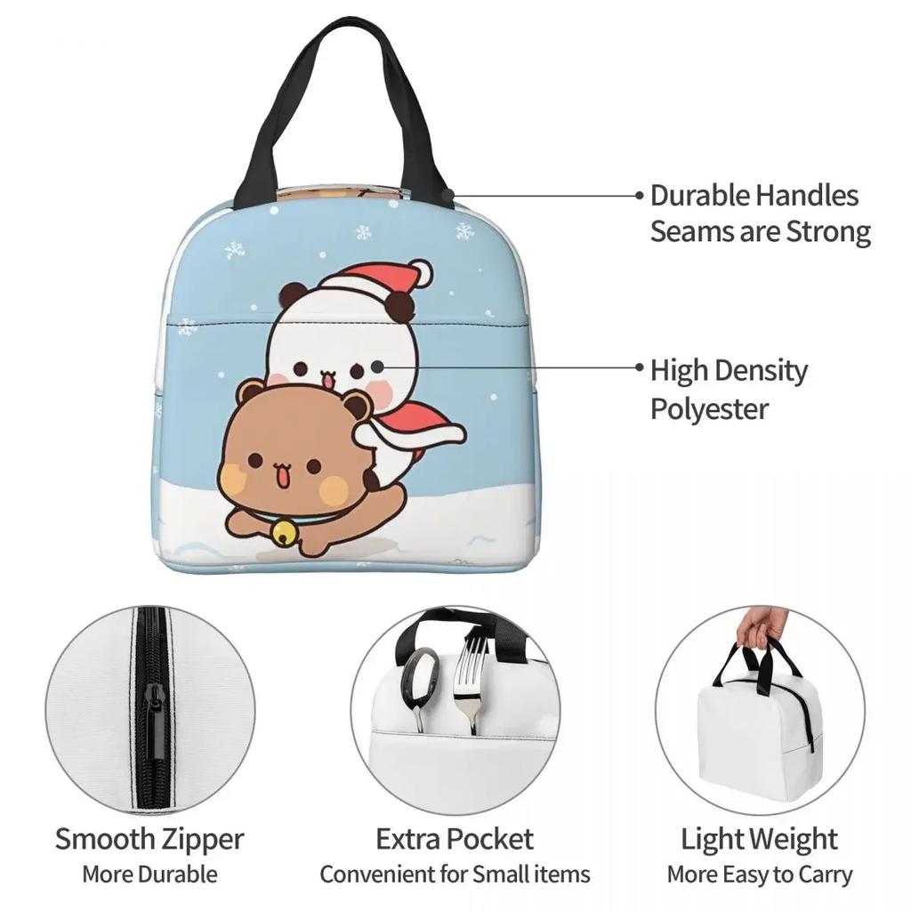 Merry Christmas Insulated Lunch Bag Bubu and Dudu Anime Women Kids Cooler  Thermal Portable  Box Ice Pack Tote