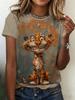 Women's Fashion Short Sleeve T-Shirts 3D Leopard Print Animal Tees Summer Women's Casual Quick-Dry Pullovers Streetwear Y2k Tops
