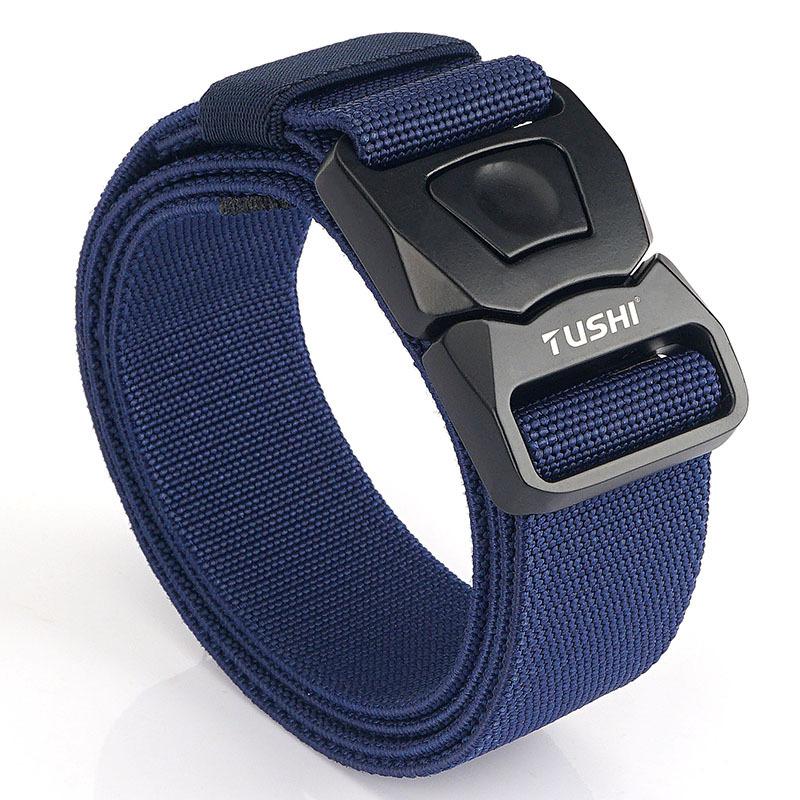 New Men'S Commuting Belt With Automatic Buckle Nylon Waistband, Outdoor Leisure Versatile Double-Layer Thick Belt