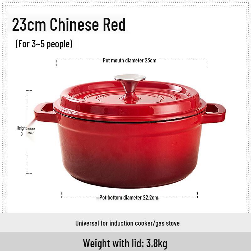 23cm Red Cast Iron Enamel Pot