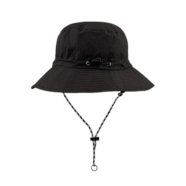 Summer Sun Protection Waterproof Quick Dry Foldable Unisex Bucket Hat Windproof Rope Fisherman Hat for Women Men