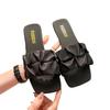 Ladies' Cool Slippers for Outdoor Wear In Summer 2025 Versatile Casual Simple Comfortable Pleated Flat Heeled One-piece Slippers