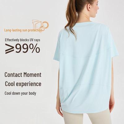 LAHN Women's Ice Silk Quick-Dry Sun Protection Short Sleeve Sports Top