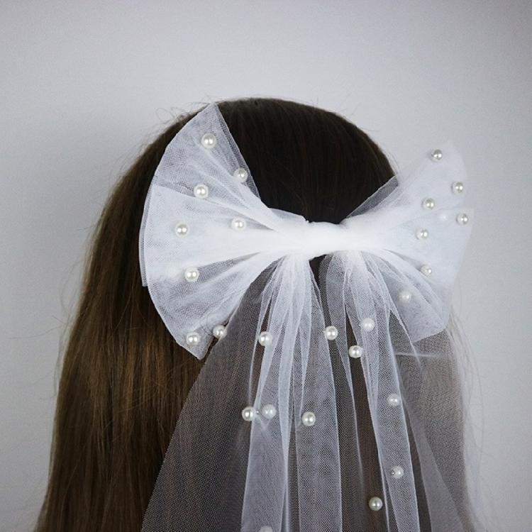 Wedding Veil Hair Clip Bride Veil DoubleLayer Bowknot Veil Bridal Headpieces