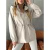 VEZFAA Giacche e cappotti con cappuccio a maniche lunghe a maniche lunghe autunno inverno stampa tinta unita moda casual da donna