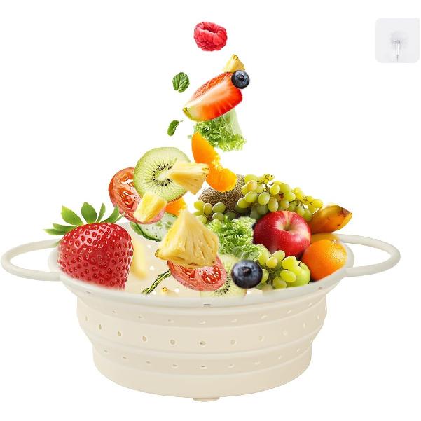 Kkioiome Strainers and Colanders, Silicone Collapsible Sink Collander, 13in, Strainers and Colanders for Kitchen, Large Drainer for Vegetable, Food,