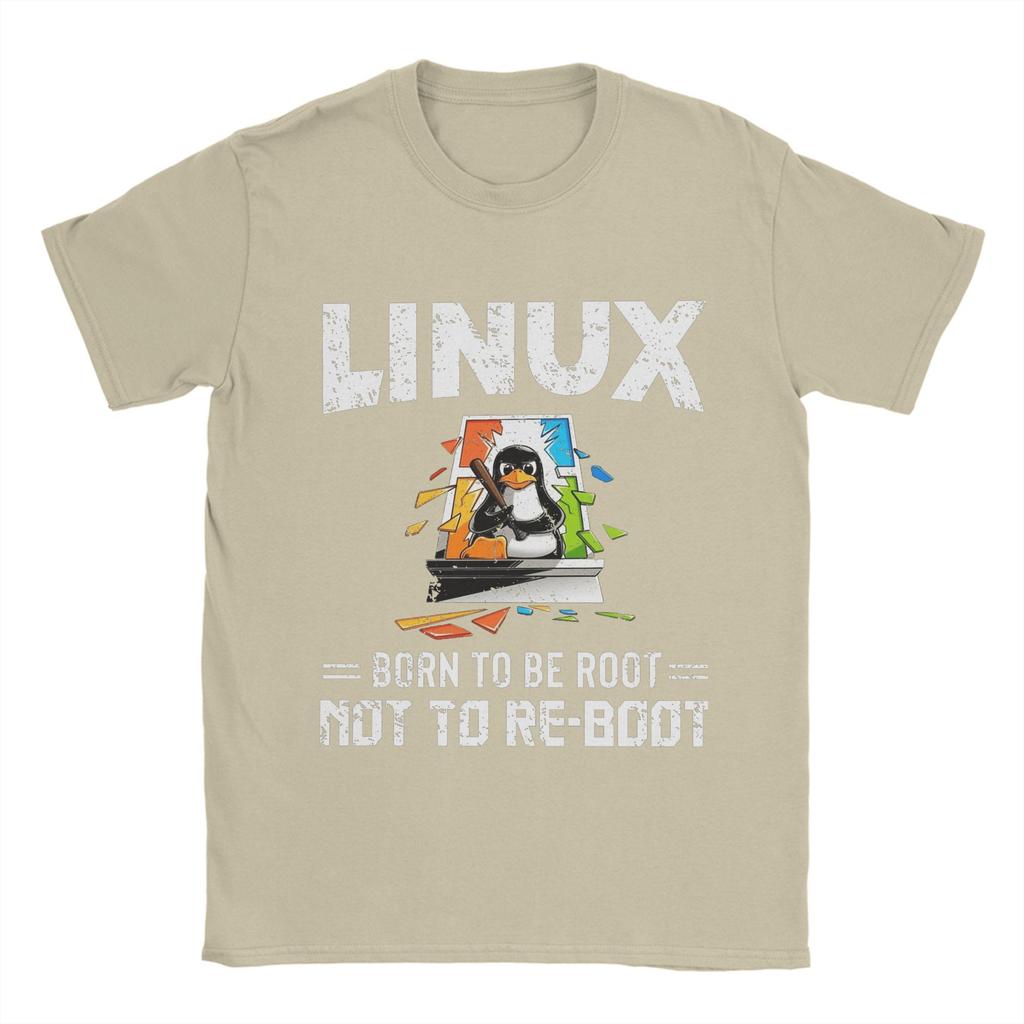 Men T-Shirts Linux   Windows Vintage Cotton Tees Short Sleeve  T Shirt Crew Neck Tops 4XL 5XL