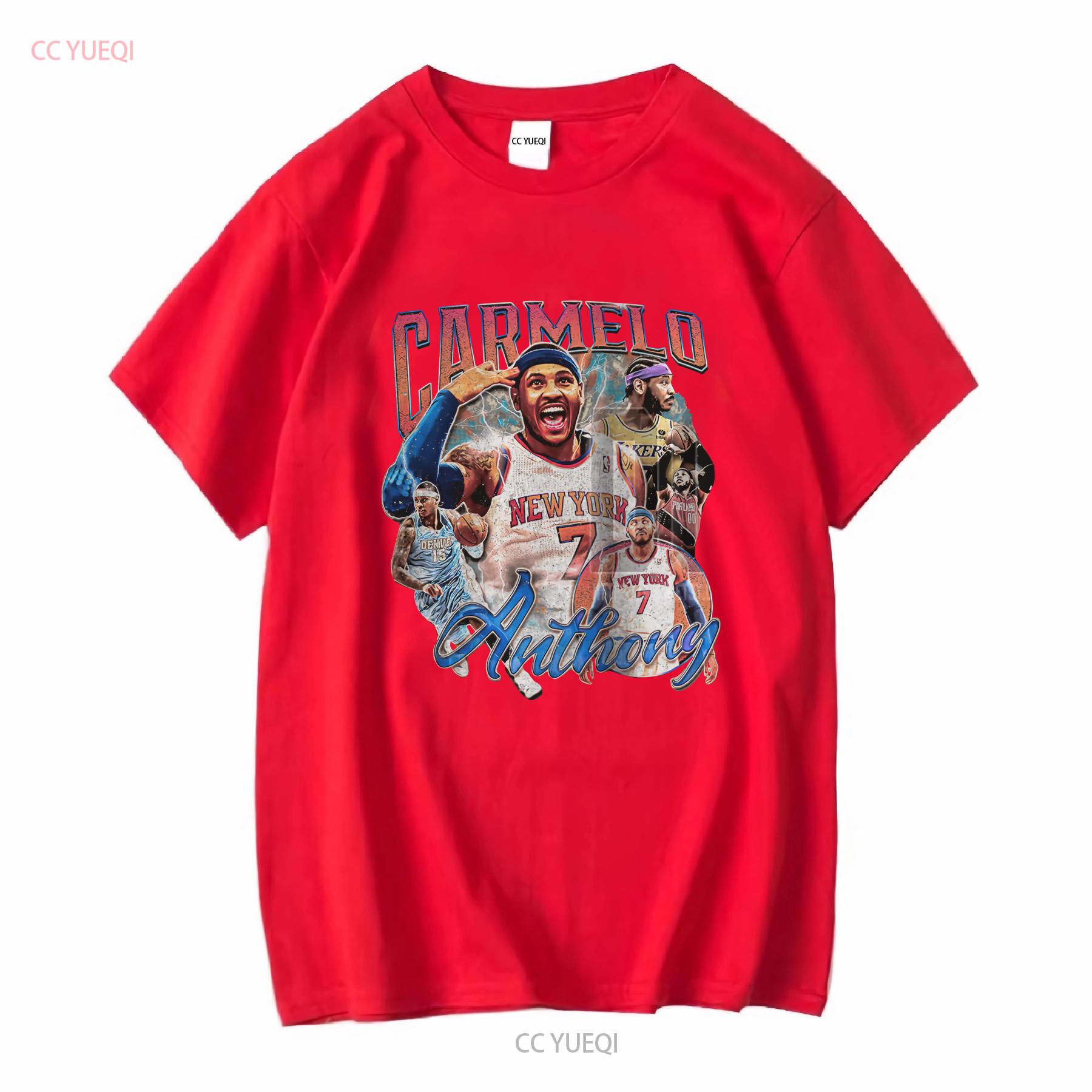 Carmelo Anthony T Shirt Basketball Classic 90s long or short sleeves vintage Washed Versatile Unisex Soft Stretched S