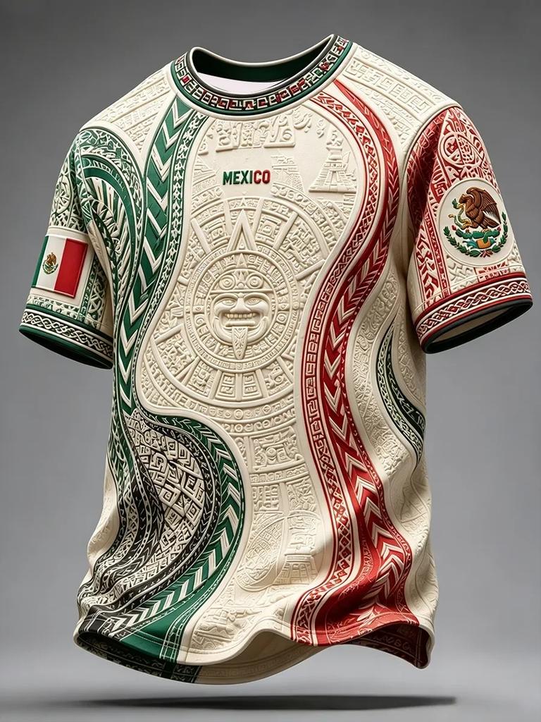 2026 Sommerausgabe Mexikanisches Fußballtraining Damen-T-Shirt - 3D-Digitaldruck Bequem Atmungsaktiv Personalisierte Familienkleidung
