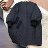 Oversized Diamond Plaid Down Cotton Jacket European Women Coat Long Lightweight Cotton Jacket Winter Parka Coat Female