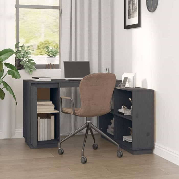 814506 vidaXL Desk Grey 110x50x75 Cm Solid Pine Wood