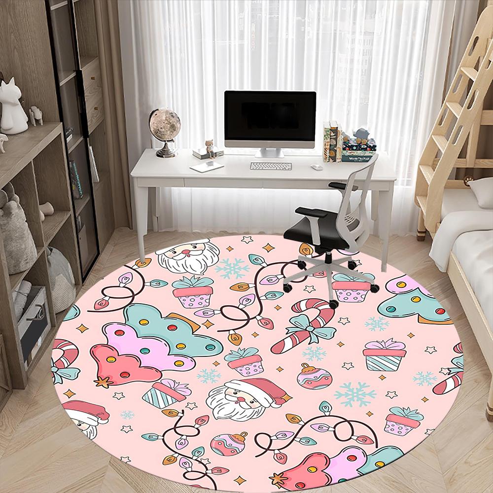 1pc Christmas Pattern Chair Carpet for Office, Soft Flannel Throw Mat, Perfect for Office, Holiday Party Decoration Choice yy260320147