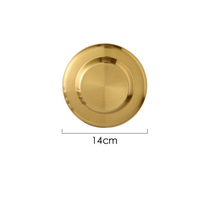 Round Kitchen Bar Tableware Cake And Fruit Snack Salad Plate Kitchen Accessories Stainless Steel Plate Camping Picnic Plate