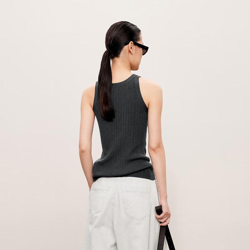 LESS 2024 Autumn Lamb Wool Blend Round Neck Slim Knit Vest