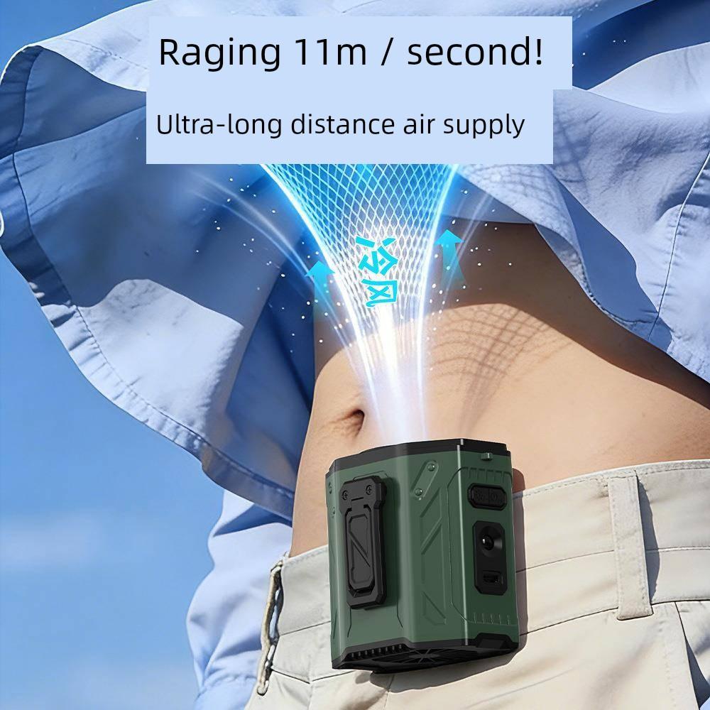 2026 New Model Waist-Mounted Fan for Outdoor Sports, High-Speed Waist Clip Fan, Flashlight, 100-Speed Neck Fan