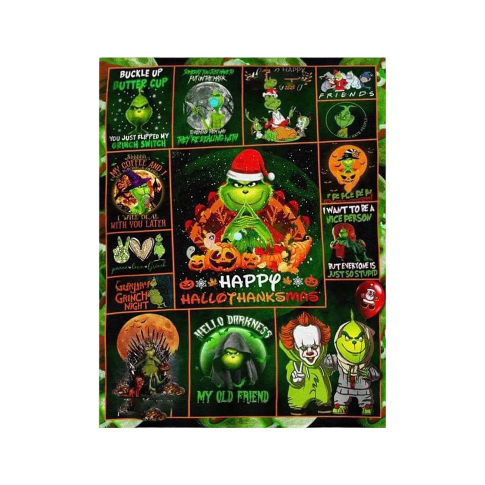 

Green Monster- Flannel Blanket Comfortable Flannel Digital Print Blanket One Size