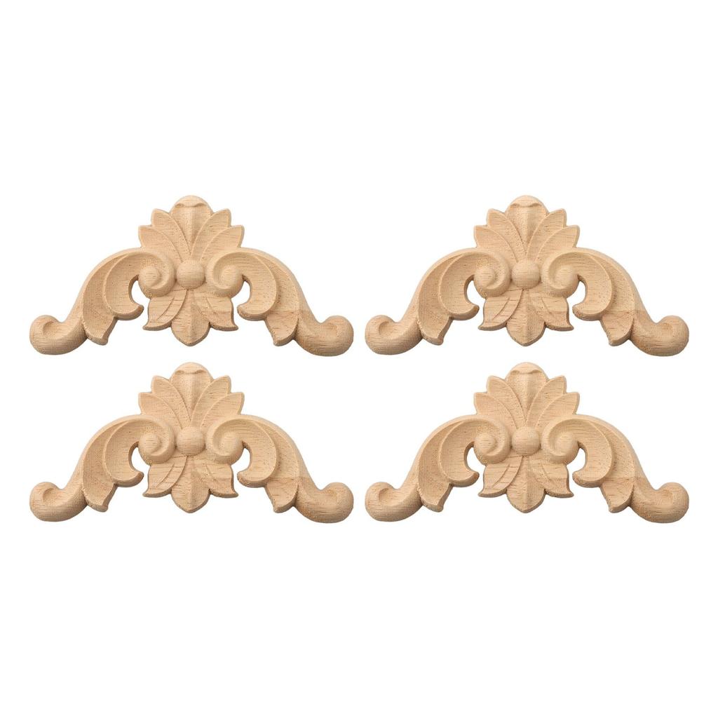 4x Wooden Carved Corner Onlay Furniture Applique Mouldings Decal DIY Home Decor
