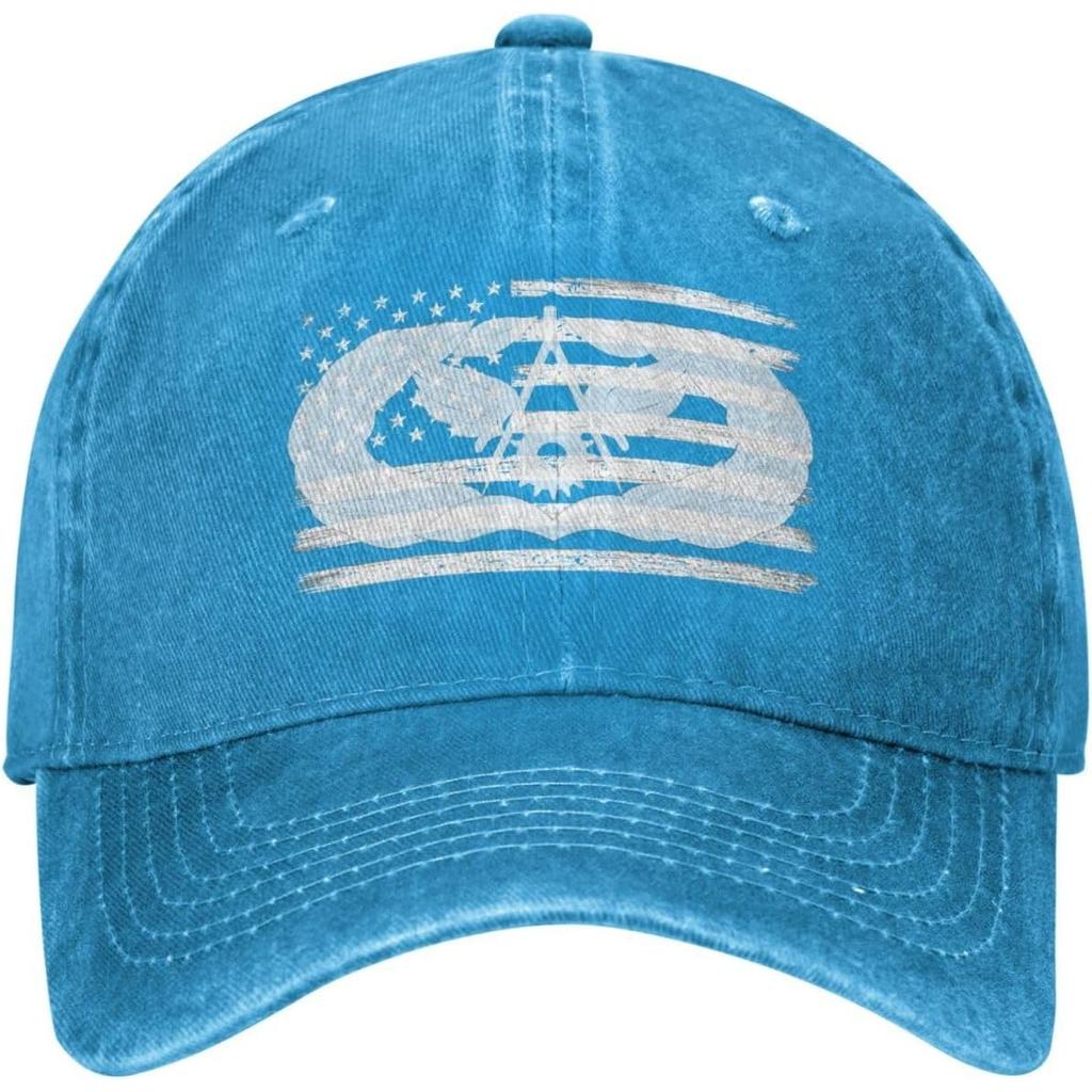 Air Force Civil Engineer Badge Distressed Baseball Cap Vintage Washed Denim Style Dad Hat