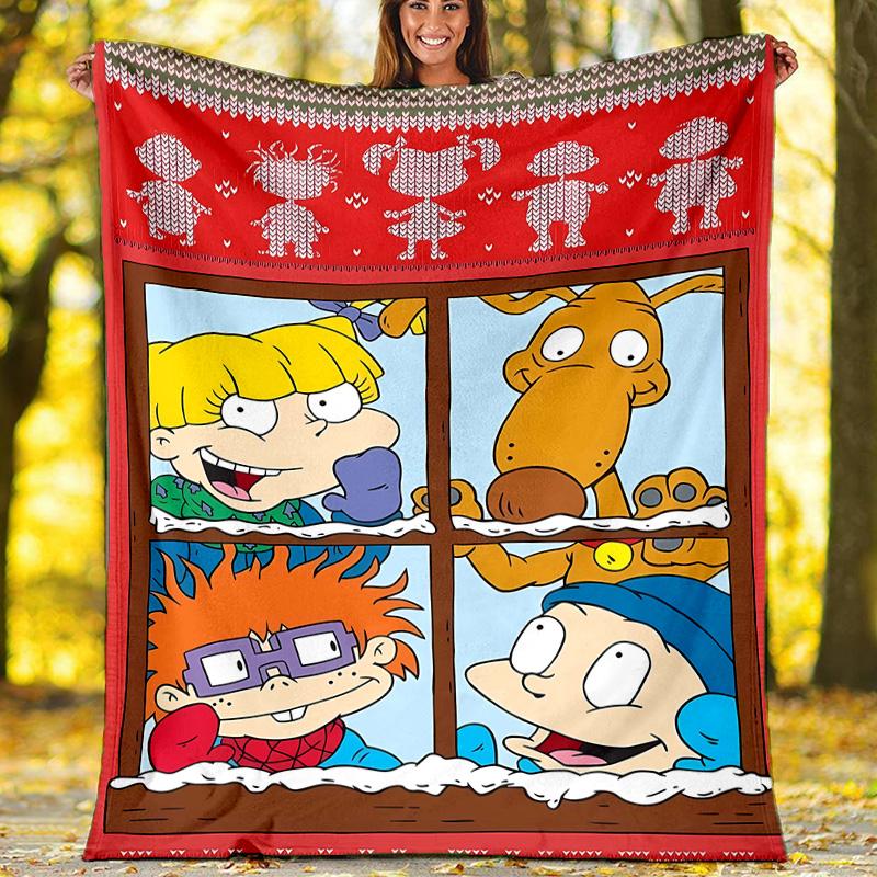 1pc Rugrats in paris1 Theme Blanket - Digital Print, Polyester, Cozy for All Seasons, Perfect for Outdoor, Camping, and Travel