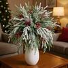 10/20Pcs Artificial Norfolk Pine Branch 13-Fork Faux Greenery Stem Fake Christmas Red Berry Picks DIY Vase Holiday Party Home Decoration