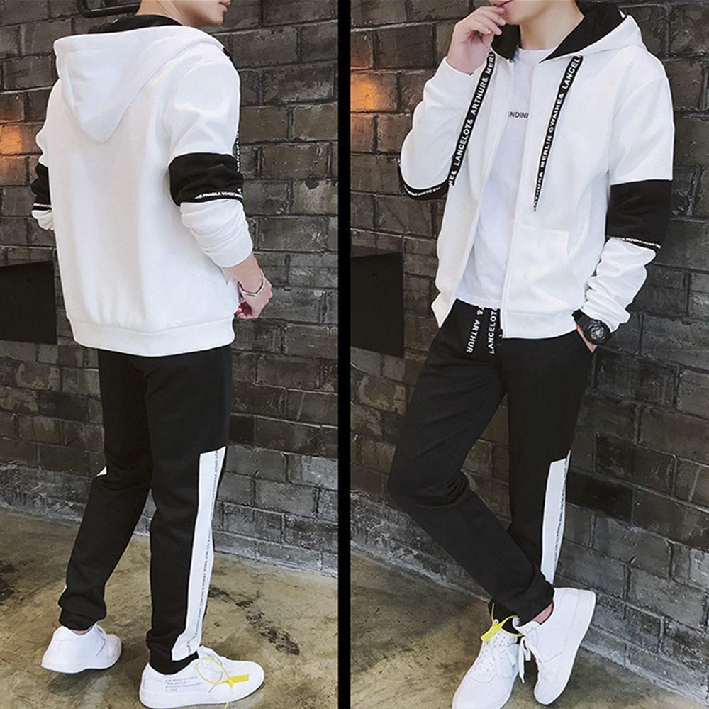 Tracksuit Top and Bottom Sweatshirt Top and Bottom Large Autumn Spring Loose Zip with Long [foveitaa] Men's Set, Size, Clothes, Clothes, Fit, Cool,