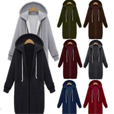 Europe, America, cross-border Amazon autumn and winter super long velvet large size women's sweater loose hooded jacket cardigan