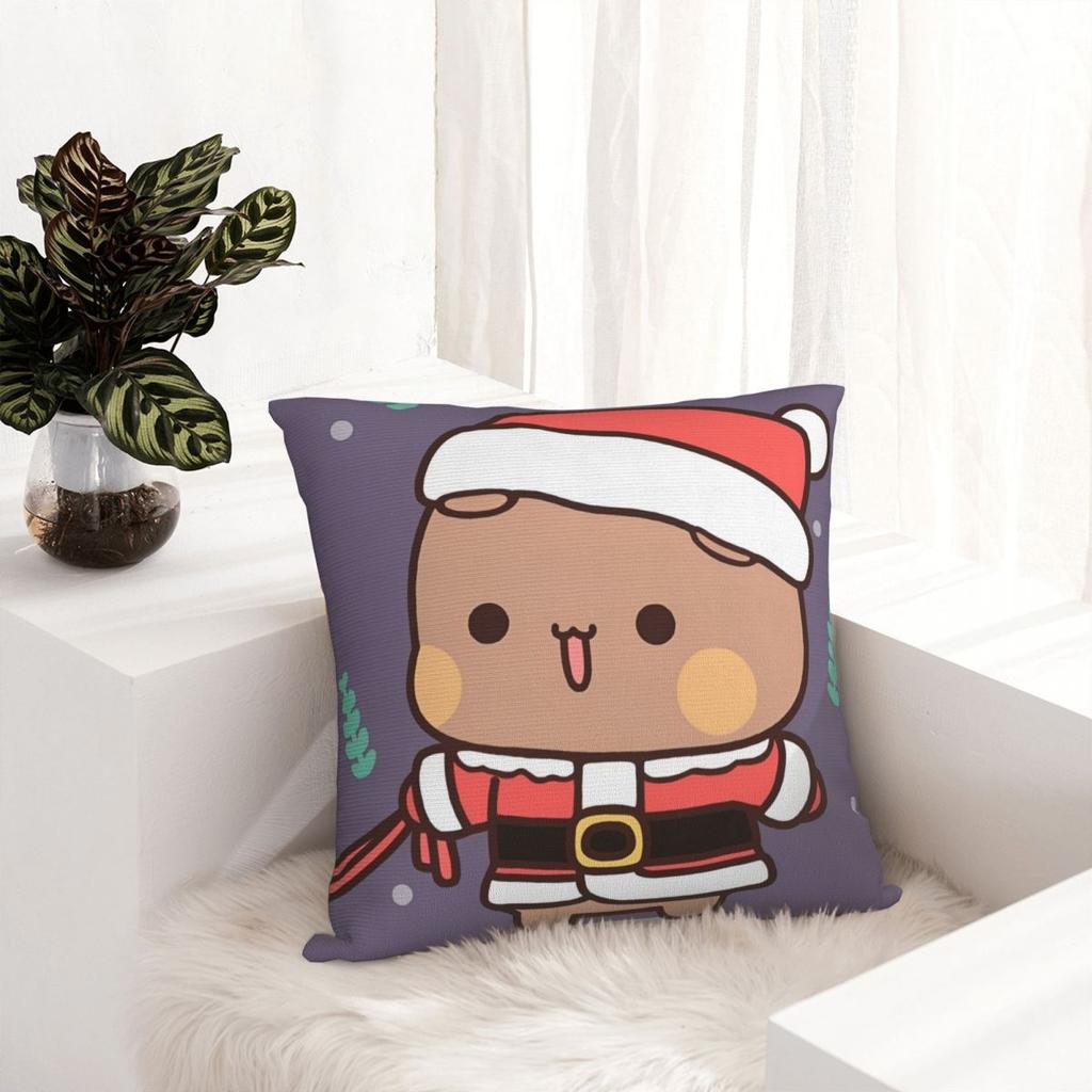 Dudu Bear And Bubu Panda Christmas Pillowcase Soft Polyester Cushion Cover Decoration Pillow Case Cover Chair Wholesale 45*45cm