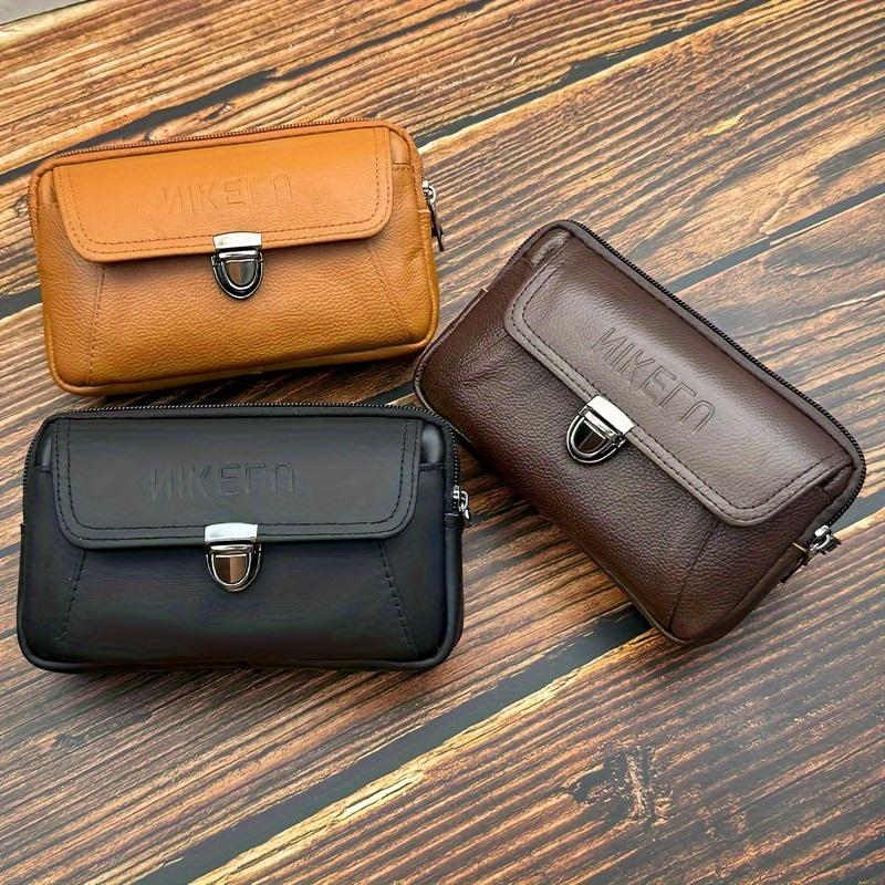 Premium lærtelefonhylster - Stor kapasitet, flerlagsdesign for smarttelefoner | Slitesterk og stilig herre midjepakke