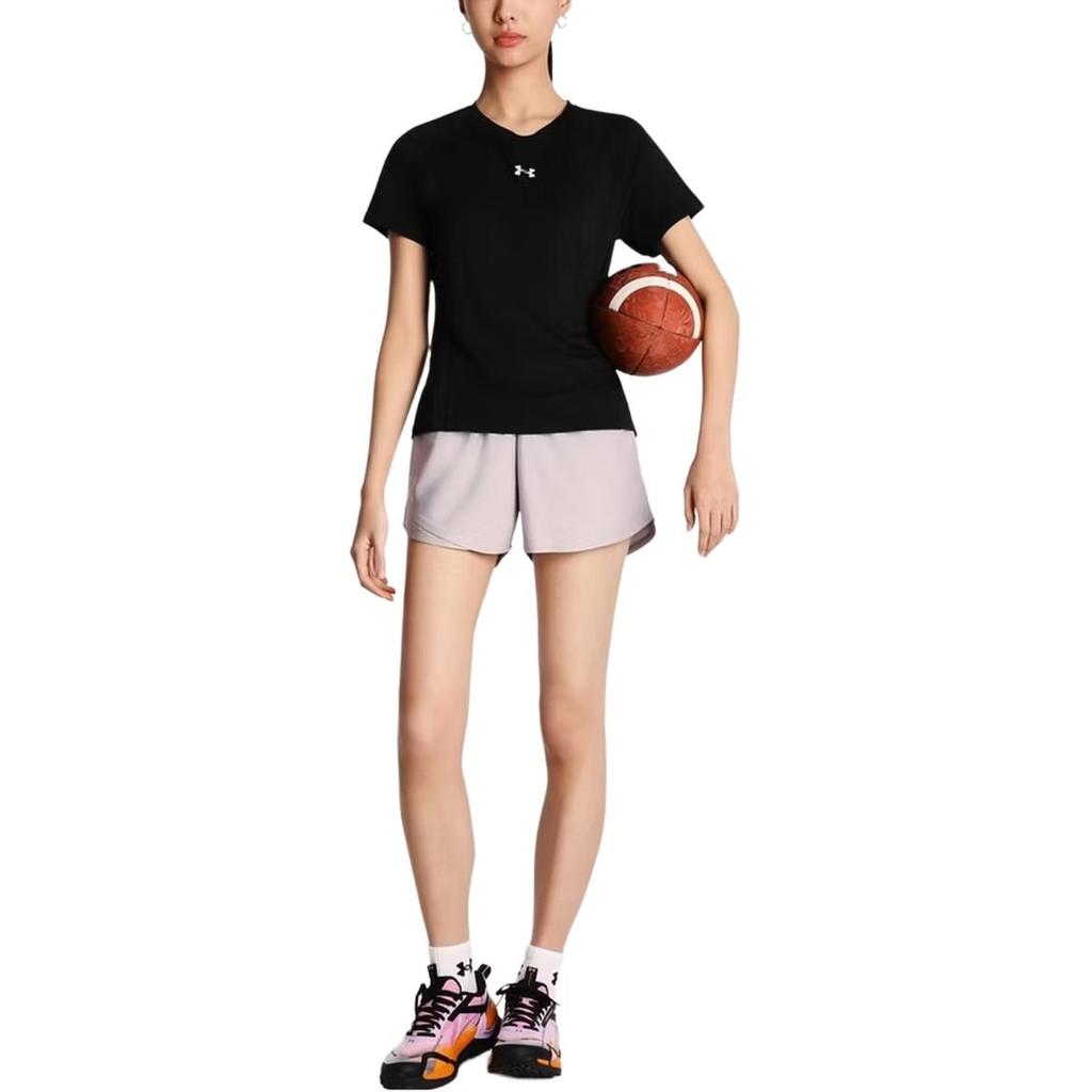 Under Armour Lightweight Training Solid Color Minimalist Breathable Everyday Versatile Sports Shorts Women Shorts Dawn-Gray Pink 1390379-009