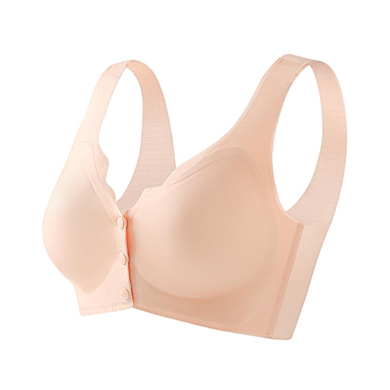 Girls' Underwear Front Button Bra Without Steel Ring Gathering Anti Sagging Mom Underwear Middle-aged Mom Style Front Opening Button