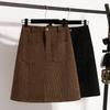 DIMANAF Plus Size 2025 New Winter Women Skirts Corduroy Loose Casual Elastic Waist Fashion Lady Thick Short