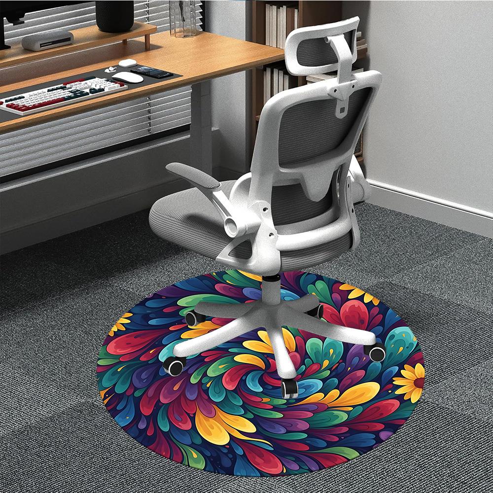 1pc Colorful Swirl Office Round Rug, Carpet for Office, Gaming, Lightweight Round Floor Mat Yy260205047